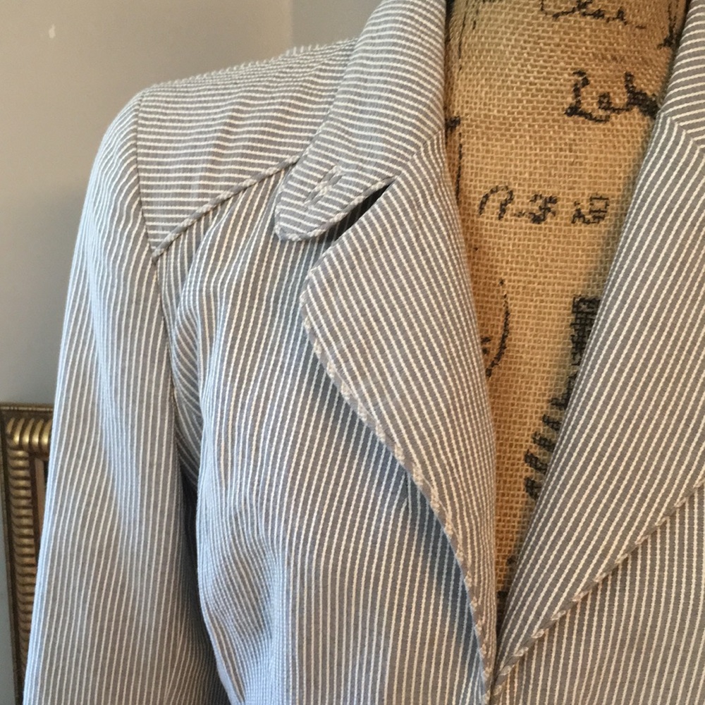 Cynthia Steffe 2PC Seersucker Blue/White Amazing - Picture 4 of 8